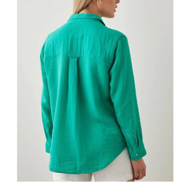 Rails Ellis Organic Cotton Shirt Womens Medium Blue Relaxed Button Up Blouse - Picture 2 of 6